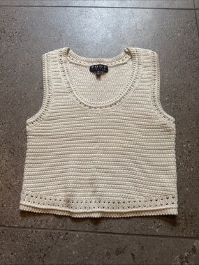 Poof! Cream Crochet Tank Top